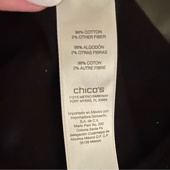 Chicos Zenergy casual soft cotton short sleeve black striped dress. Size 1. - Picture 6 of 7